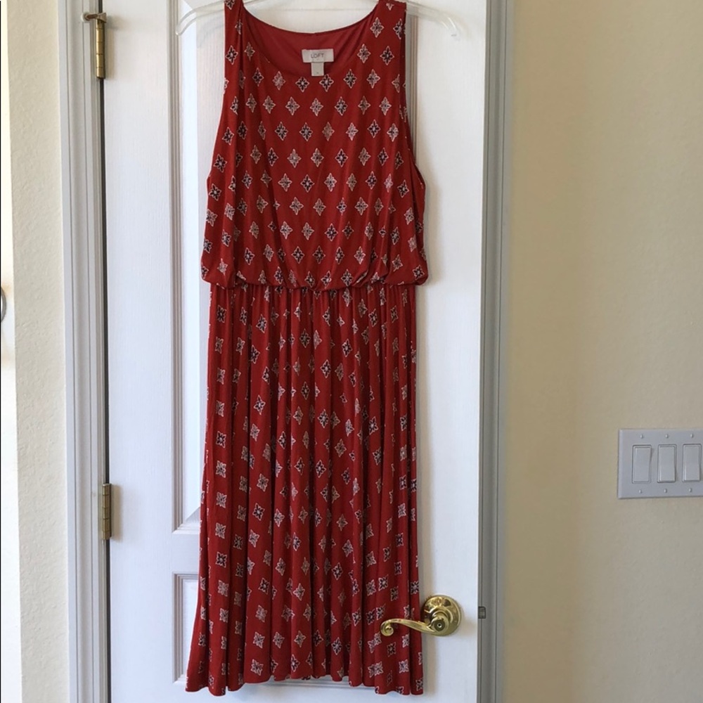 LOFT red pattern cotton dress